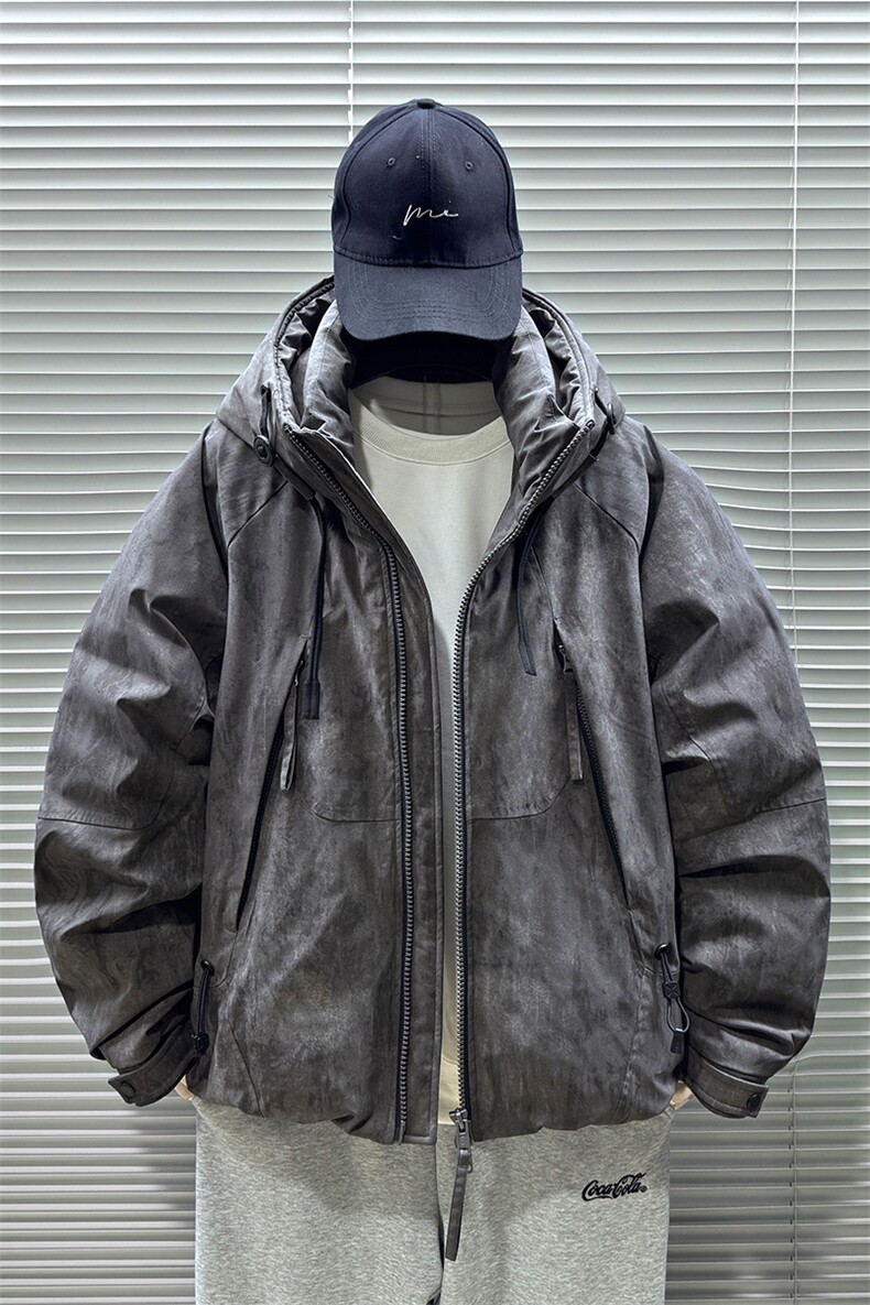 2025新标90白鸭绒纹理印花加厚派克男连帽羽绒服外套356-P360,男装羽绒服,钱塘708(原3018)