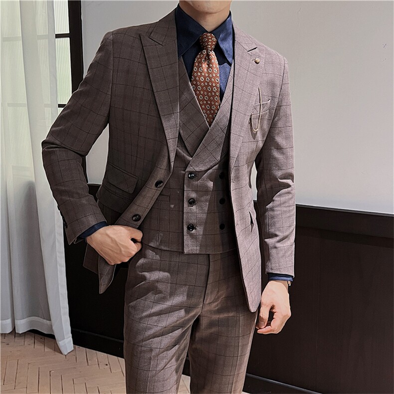品质西服套装男三件套韩版修身商务休闲西装婚礼西装KTZ919-P355,男装西服套装,星座1105-3