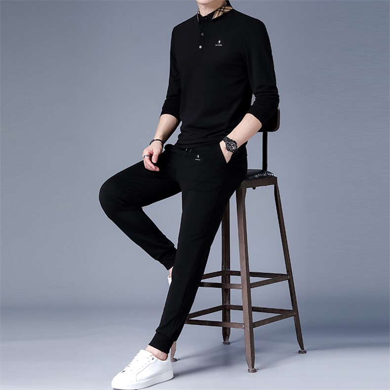 DZF-770钱塘2020-3秋季新款时尚休闲简约翻领中青年男士套装P102,男装休闲套装,钱塘207-3