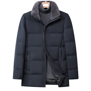 羽绒服冬季新款羊毛毛领中年男士爸爸冬装鸭绒外套QLMF12001-P275图片