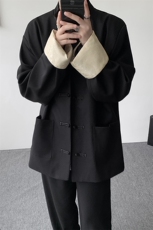 高品质新中式加厚外套褂子男风情侣外套JK1330P128，女装短外套，电商D206-1