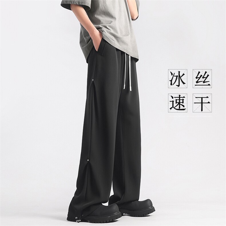 X5508-TP35 控价58 休闲裤男夏季薄款冰丝垂坠感阔腿宽松直筒裤图片