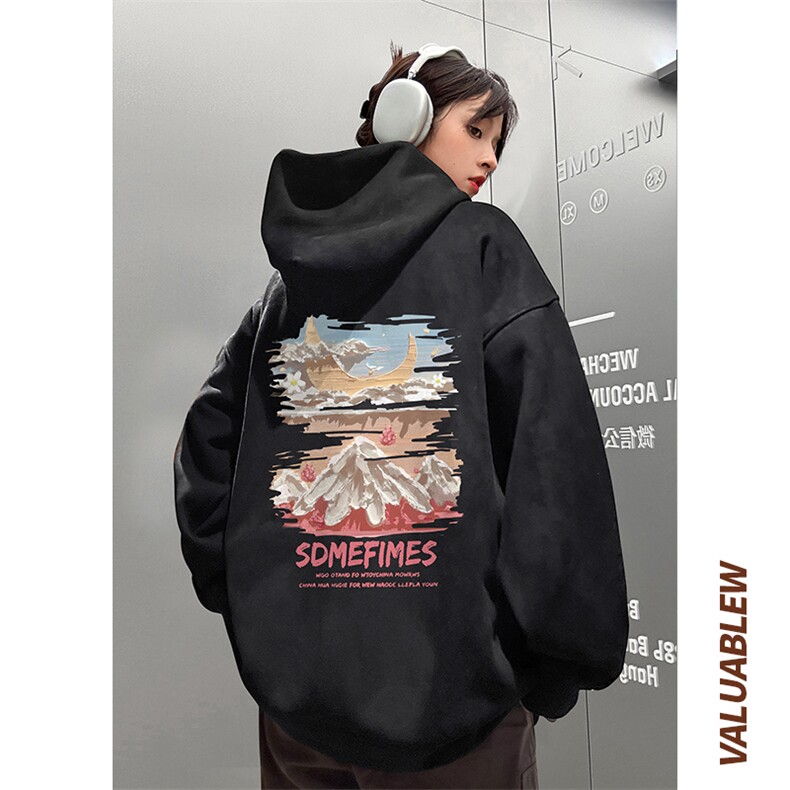 麂皮绒连帽卫衣直播品质重磅400克水彩云印花JL7117-45控78,男装卫衣,星座508（原C305）