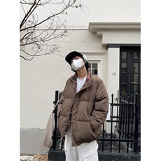 冬季日系格纹双面穿棉服外套美拉德小众设计保暖格子面包服棉衣男，男装棉衣，星座506A