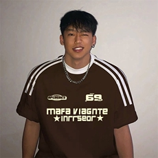 夏季美式高街重磅纯棉三条杠织带撞色男女短袖T恤ZD367-特P30，男装T恤，电商A486