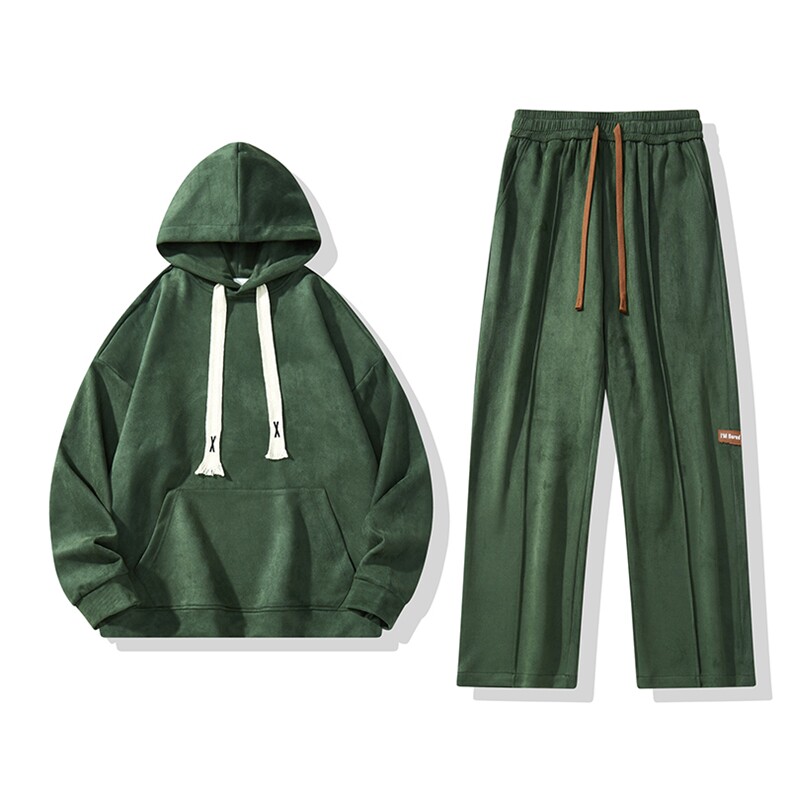 新款男麂皮绒面料连帽百搭套装白底平铺VE2023+XD8819-P115控158,男装休闲套装,星座717