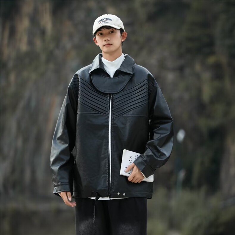 2024机车皮衣复古宽松皮夹克潮流痞帅休闲外套PY149-P76,男装皮衣,星座313A-2