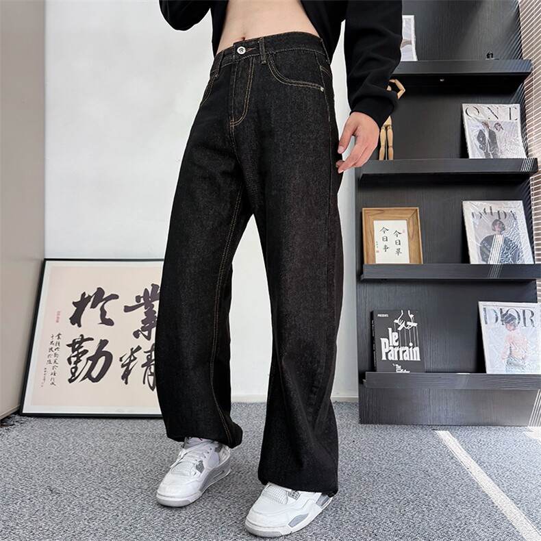 CK05/P68控98秋季中性风复古洗水百搭松弛休闲牛仔裤男女可穿黑首,男装牛仔裤,星座305B-1