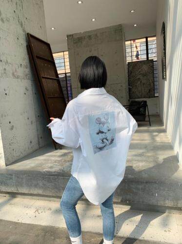 春季新款印花米奇衬衫，女装衬衫，爱娜.悦儿