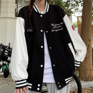 A115-P78 2025秋装学院风棒球服简约字母绣花ins宽松外套图片