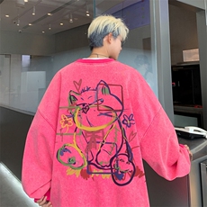 美式潮牌重磅水洗做旧圆领卫衣力推大码男XZ517A-2-Y7740-P58，男装卫衣，星座517A-2