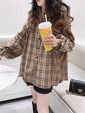 2022年春季新款时尚潮流百搭休闲格子衬衫，女装衬衫，L·H·X