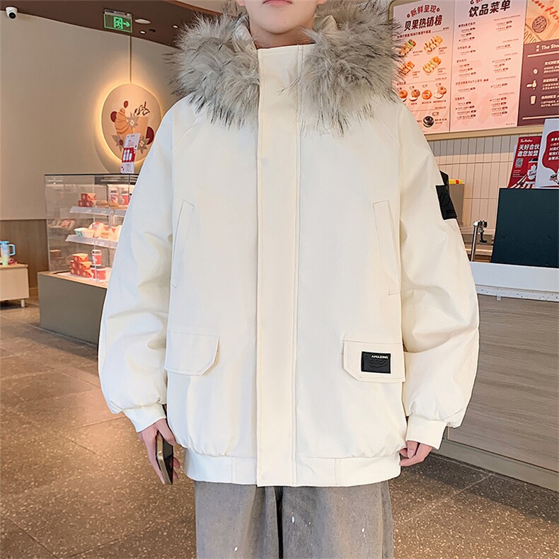 冬季宽松/连帽大毛领休闲外套潮加厚棉衣XZ102B-1M2591-P135,男装棉衣,星座102B-1