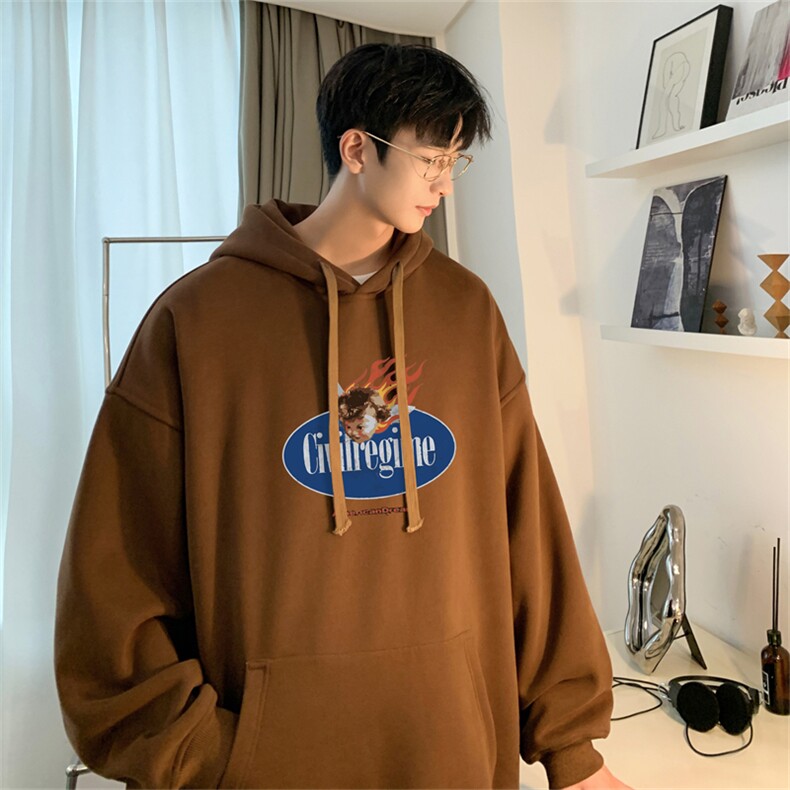 抖音品质秋季320G华棉男士连帽大码印花卫衣WYH518-P45控68,男装卫衣,电商B370