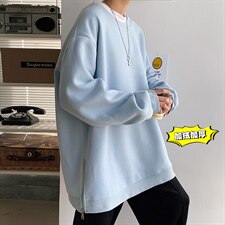 2021冬季新港风短句大码男女拉链圆领套头加绒加厚卫衣W5203-P45，男装卫衣，电商A001