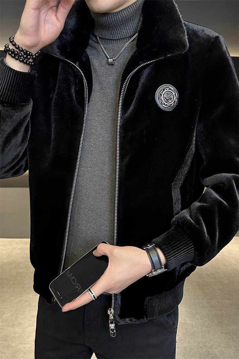 男商务休闲纯色夹克金貂绒保暖外套中年时尚上衣ZX8926-P230,男装夹克,星座1105-3