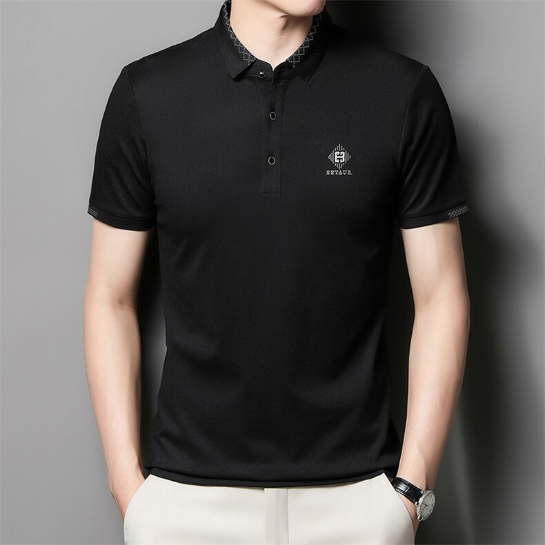 2024夏季男士商务翻领短袖T恤polo衫中年衫半袖上衣QP1661-P57,男装Polo衫,星座1105-3