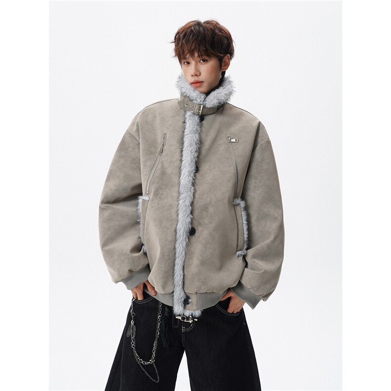 2无影墙PU皮荔枝纹座山雕全毛棉衣外套514A-HWH102-P128控228，男装棉衣，星座514A（原614）