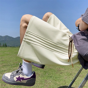 条纹运动短裤男夏季薄款潮流宽松直筒中裤男生阔腿卫裤休闲五分裤图片