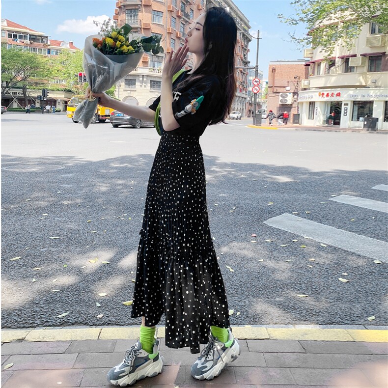 【现货】2021夏装新款韩版休闲半身裙166-QZ15P55控价99圆点,女装半身裙,茜茜公主