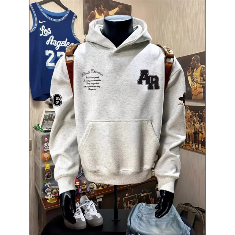 网图设计感小众字母刺绣连帽潮牌卫衣美式高街痞帅外套YY802-P45，女装短外套，电商C216