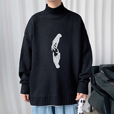 M18147-P45加绒款-P65半高领毛衣男士大码针织衫男毛线衣男，男装针织衫/毛衣，电商A040