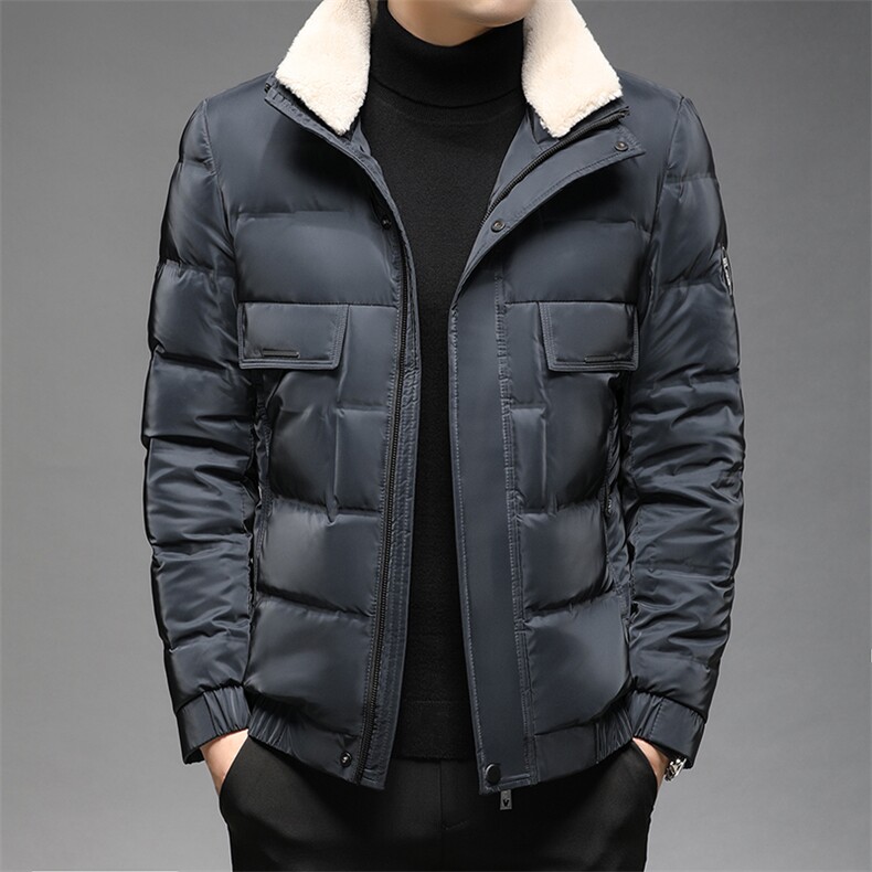 羽绒服冬季男休闲翻领中年男士2023冬装外套爸爸装GSNA836-P280，男装羽绒服，电商B212（原钱塘6029）