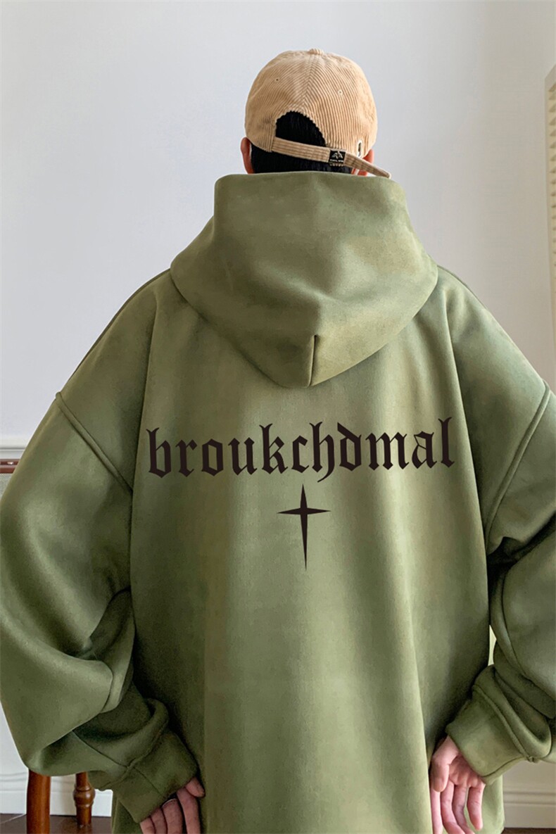 麂皮绒连帽卫衣直播品质重磅400克哥特字印花JL7087-P45控78,男装卫衣,星座508（原C305）