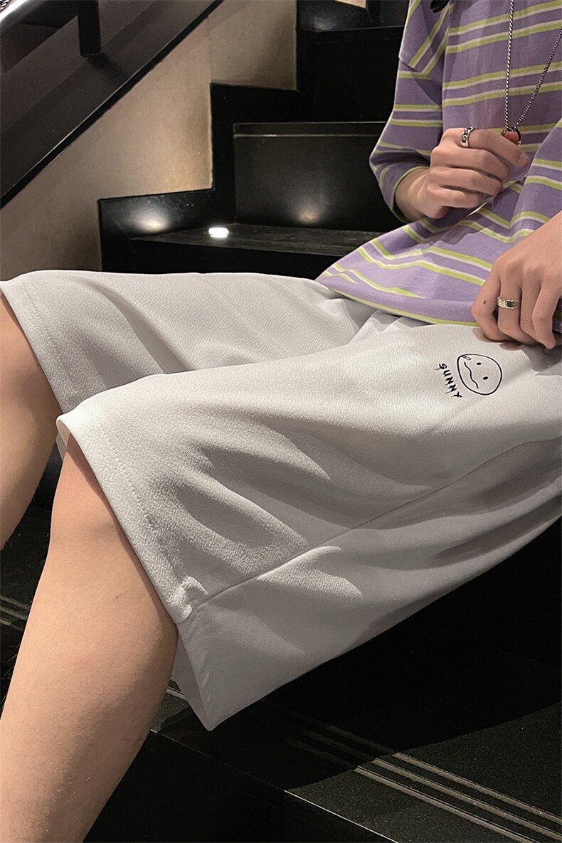 MK37072-P15冰丝短裤男士大码宽松休闲五分裤男运动中裤港风,男装休闲裤,电商A040