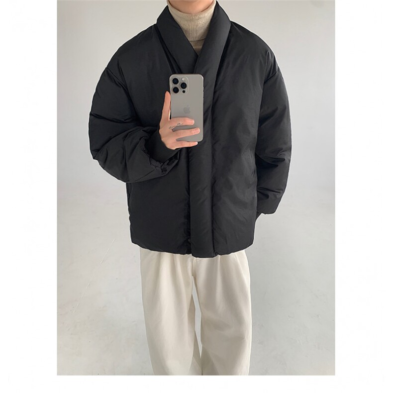 现货MH02-P125设计感无领棉服简约纯色保暖棉衣加厚外套男,男装棉衣,星座1501-3