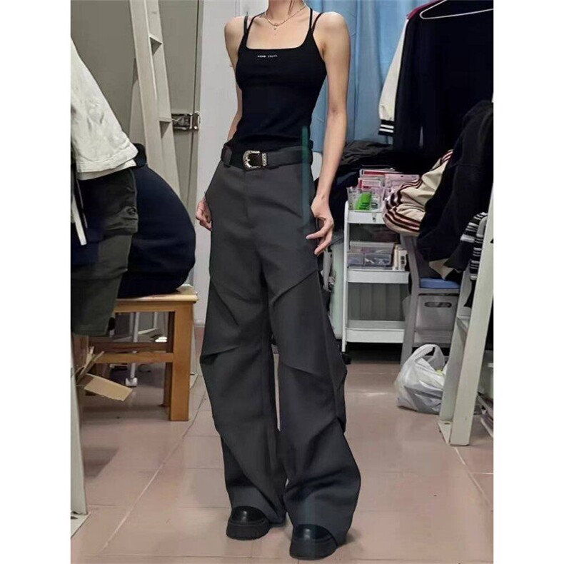 防水硬挺微喇褶皱西裤潮牌新款宽松直筒大货310A-4-XK16-特批35，男装西裤，星座310A-4