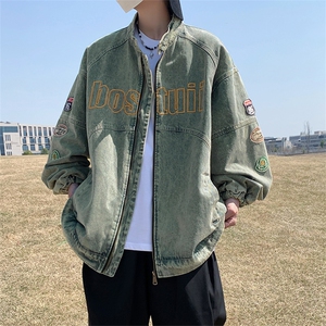 A723-P70 美式复古机车风vintage外套男2023春秋潮流宽松刺绣图片