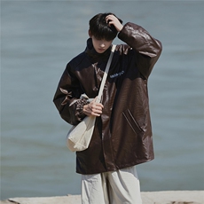 CityBoy皮夹克男中性休闲宽松潮流皮衣男夹克外套JK7570P85控128，男装夹克，星座227-7