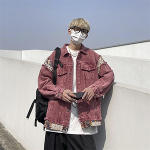 美式高街牛仔外套拼色痞子帅2025秋冬季新款ins宽松外套W5155-P75,男装工装外套,星座412