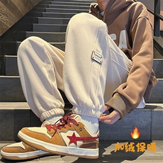 加绒加厚休闲运动卫裤男美式针织束脚裤712-kk379p55控78，男装休闲裤，星座712