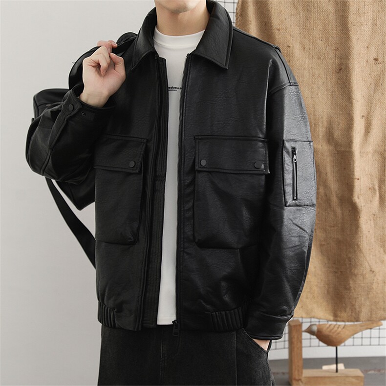 高定纳帕纹90鸭绒加厚皮衣羽绒服男士2025冬季新款羽绒外套,男装皮衣,星座914