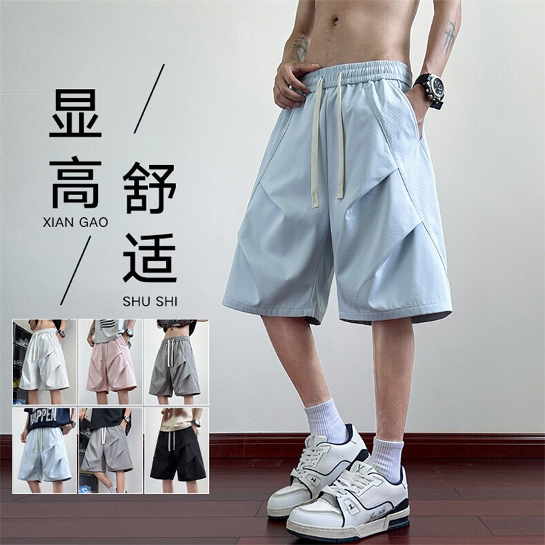 短裤男夏季薄款透气运动中裤美式休闲篮球裤子 A436-585-P30图片