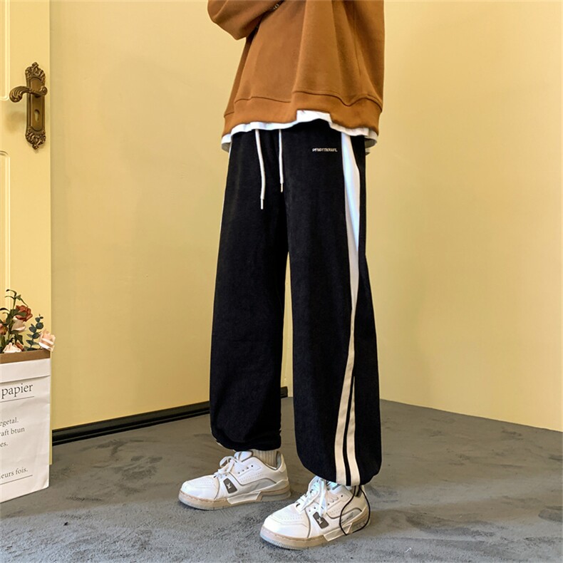 秋季休闲裤男vintage美式高街条纹束脚阔腿裤痞帅直筒裤K1425-P35图片