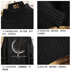 半高领毛衣男士大码针织衫男毛线衣男砖墙M18246-P45加绒款-P65，男装针织衫/毛衣，电商A040A