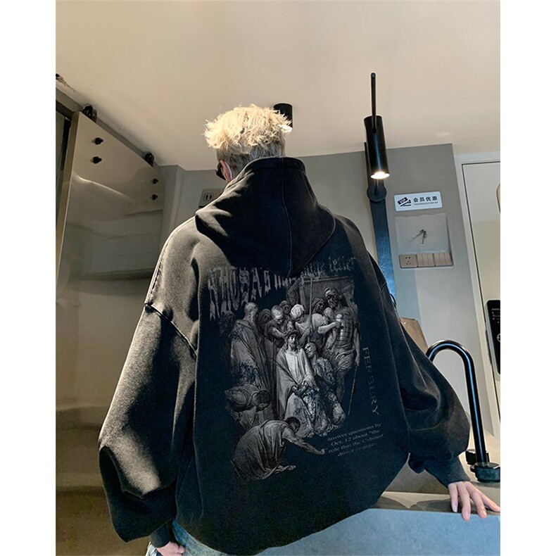 男装加厚卫衣男美式复古宽松连帽卫衣外套XZ514-2-Z2221-P70,女装短外套,星座514-2(原B239)