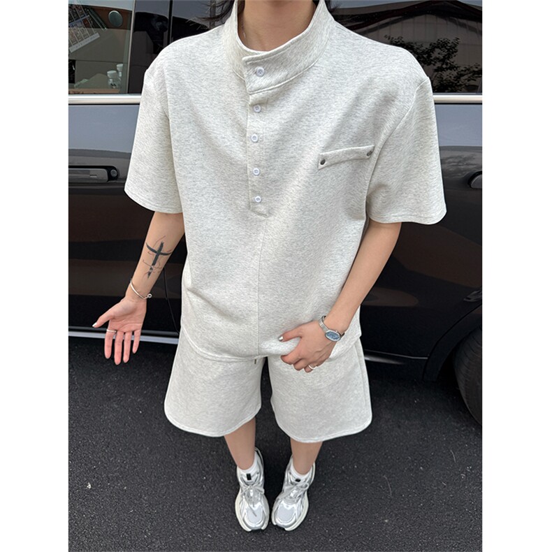 套装TZ099P70控98黑色浅灰色白花灰，男装休闲套装，星座213