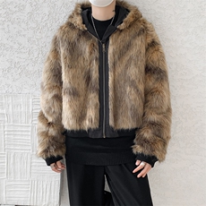 8XL-M复古双面加厚毛绒皮草短款工装派克服外套MY1707P158控188，男装棉衣，电商D206-1