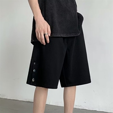 牛仔短裤男排扣开衩个性高街帅气2023夏季ins宽松五分裤RK647-P35，男装牛仔裤，星座412-3