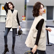 时尚气质仿羊羔毛马甲女冬季新款百搭显瘦保暖外套，女装马甲，超帛