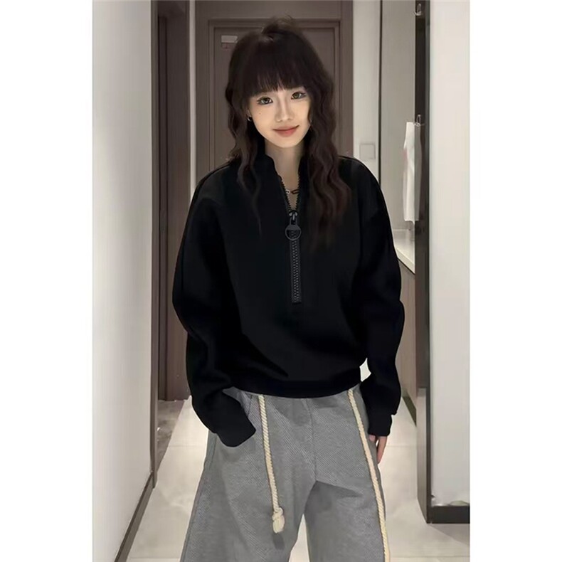 XAKA美式高街cleanfit拉链上衣廓形空气棉连帽开衫卫衣男百搭外套,女装短外套,星座506A