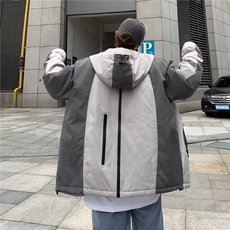 春秋新款男士连帽休闲外套男青年防水港风宽松工装夹克JK0503-P70，男装夹克，星座308B-1