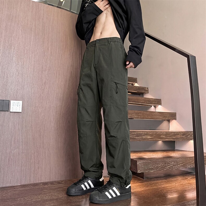 K41-特P25春款复古速干口袋工装裤男夏季薄款垂感阔腿裤,男装工装外套,电商A178