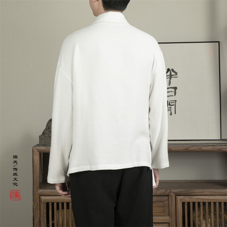秋冬新款风男装汉服双层领新中式道袍外套C066P80,男装民族服装,钱塘802