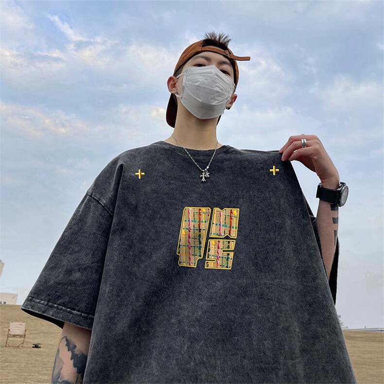 量大优 可供抖音视频 支持得物品质配合二开 美式水洗短袖t恤SX92图片