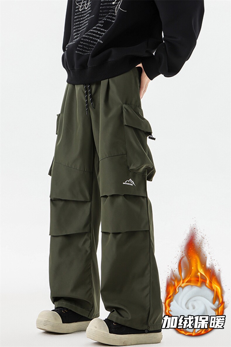 8XL-M美式机能加绒加厚冲锋裤男冬季宽松大码刺绣工装裤KZ020P50,男装工装外套,电商B312